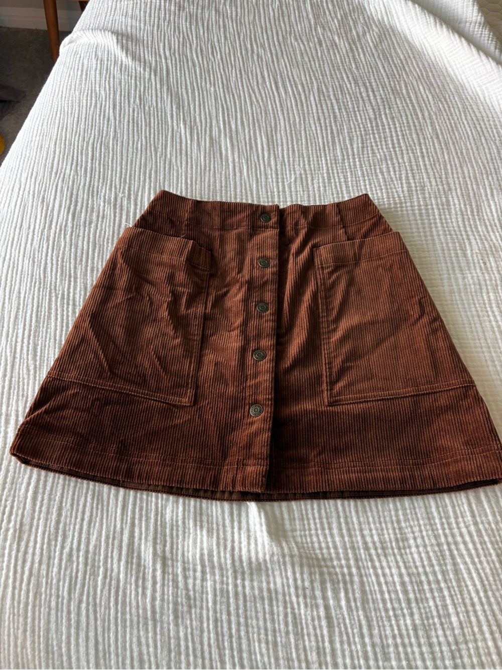 GAP Brown Corduroy Button Front Skirt With Pockets Size 0 Petite